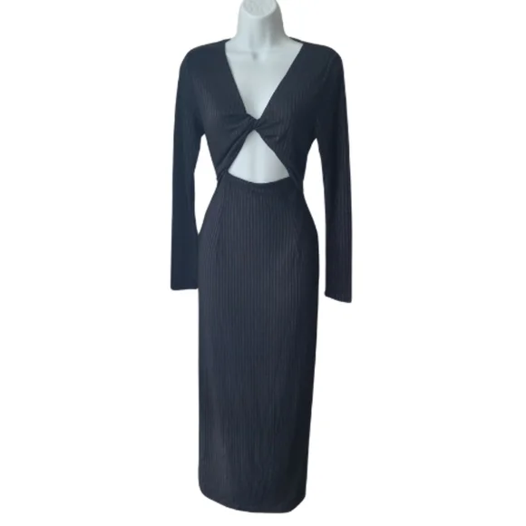 MinkPink Leila Dress Black Sz Large Cutout Longsleeve Whimsigoth Romantic Sexy - Picture 5 of 11